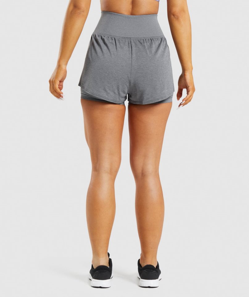 Women's Gymshark Vital Seamless 2.0 2-in-1 Shorts Grey | CA A1N076